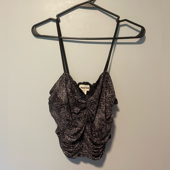 NWOT Open Edit Ruched Silky Crop Top - Picture 1 of 4
